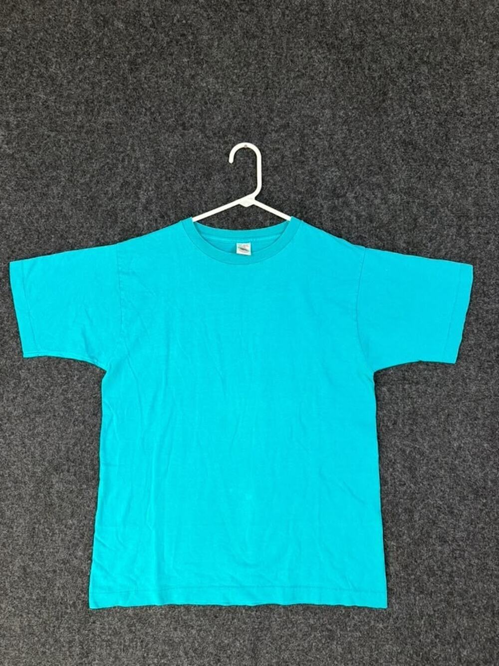 Vintage Fruit of Loom Blank T-Shirt Women's M Teal Single Stitch Cotton